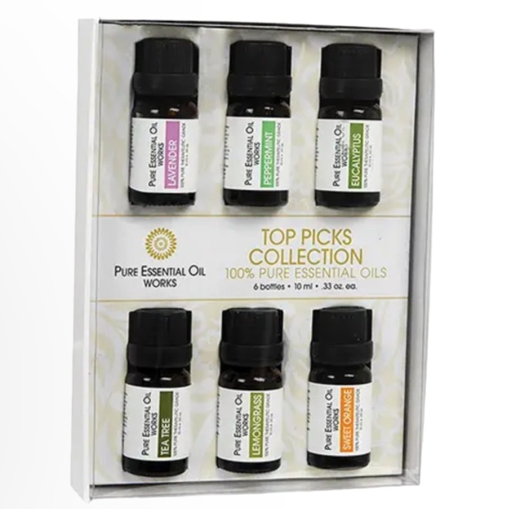 PURE ESSENTIAL OIL WORKS Tops Picks Collection Pure Essential Oils, 6pc, 10ml
